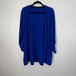 Sympli Womens Blue Cardigan Open Front Long Sleeve Duster Size 8 Made in Canada